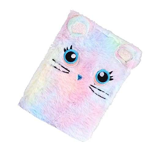 Holibanna Notizbuch Flauschiges Plüsch Tagebuch mit Buntem Katzenmotiv Süßes Taschenbuch für Schule und Freizeit für Kreative von Holibanna