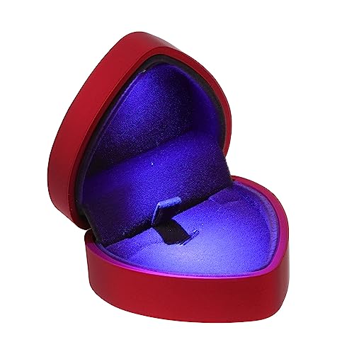 Holibanna Schmucketui Box-Box Schmuckschatulle Rote Ringe Ausgefallene Led- -Schmuckschatulle Ehering-Box Liebesherz-Fingerring-Box Leuchtende Ringbox Schmuck-Aufbewahrungsbehälter von Holibanna