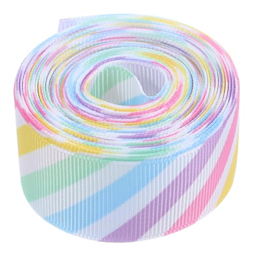 Holibanna Osterband Osterband Mit Drahtkante Farbiges Band Baumwollband Geschenkband Weihnachtsband Gestreiftes Band Pastellband Drahtband Buntes Weihnachtsband Polyester von Holibanna