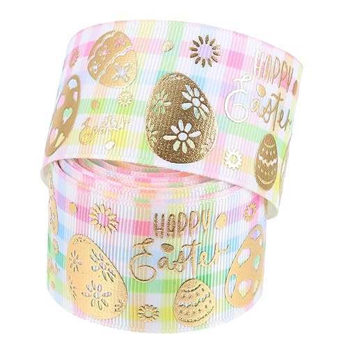 Holibanna Osterband dekoratives Frühlingsband Satinbänder Kaninchenband Gold Weiß geschenkband ostern ostergeschenk verpackung Osterdekorband ostergeschenkverpackungsband Polyester Colorful von Holibanna
