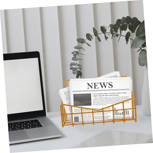 Holibanna Praktischer Briefablage Metall Organizer mit Stilvollem Design Elektroplattiertem Oberfläche und Hochwertiger Verarbeitung Vielseitiges Ablagerack für Büro Schule und Zuhause von Holibanna
