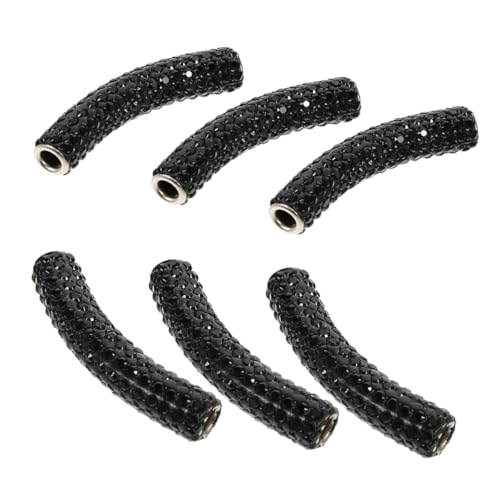 Holibanna Schmuckherstellung Perlen Schwarze Strass Röhrenperlen Innendurchmesser Große Lochabstandshalter für Diy Projekte und Schuhdekorationen von Holibanna