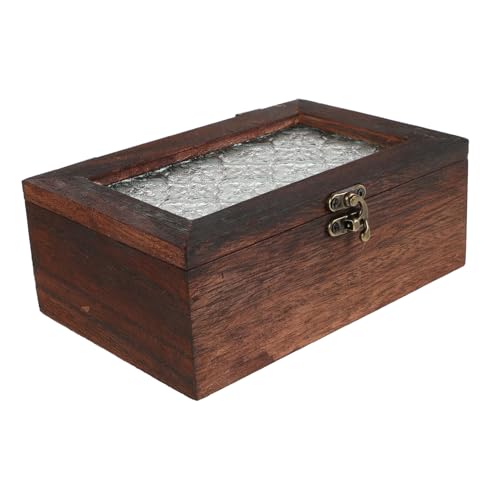Holibanna Schmuckschatulle Aus Massivholz Mit Glasdeckel Schloss Blumendekor Vintage-andenken Sammleretui Aufbewahrung Für Zuhause Und Büro von Holibanna