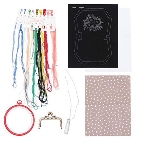 Holibanna Sticken Anfänger Handgemachter Schwarzer Stoffbeutel mit DIY Stickerei für Erwachsene Hochwertiger Materialien und Anleitungen für Kreative Projekte Zufällige Zufällige Farbe von Holibanna