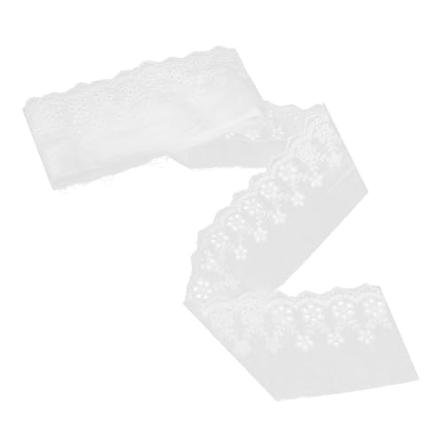 Holibanna Stoff bestickte Applikation Kleid Nähen häkeln trimmen dickes Band Spitzenbesatz am Ausschnitt applizierter Stoff Hochzeitsapplikation Ösenbesatz aus Baumwolle Baumwollfaden Weiß von Holibanna