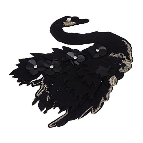 Holibanna Swan Shape Bestickte Applikation Patches für DIY Kleidung Schwarzes Blumenmuster Einfach zu Nähen Vielseitige Dekoration für Anlässe von Holibanna