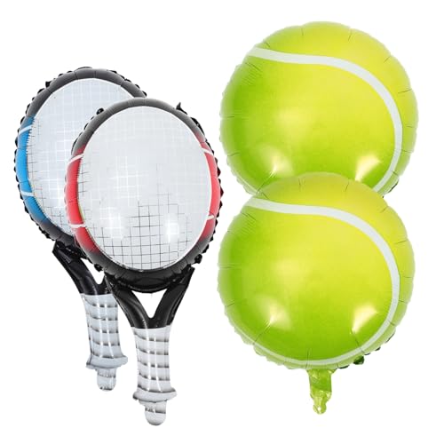 Holibanna Tennisballon Set Teilig Folienballons mit Hellgrünen Tennisbällen und Blauen Sowie Roten Tennisschlägern Aufblasbare Partydeko für Tennisgeburtstag und Junggesellinnenabschied zum von Holibanna