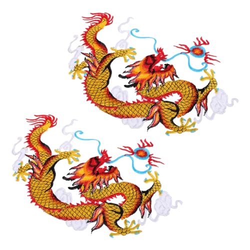 Holibanna Traditionelle Chinesische Drachen stickerei Patches Hochwertige Polyester applikationen zum Aufbügeln Langlebig Dekorativ für Cheongsam Kleidung und Textilien von Holibanna