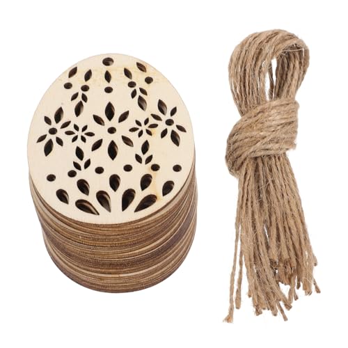 Holibanna Unbehandelte Holzscheiben Naturbelassene Holzchips zum Bemalen DIY Eier Anhänger aus Holz Kleine Holzplatten für Bastelarbeiten und Wohnkultur von Holibanna