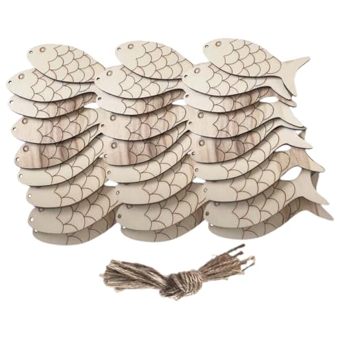 Holibanna Unfertige Holz Fischanhänger mit Naturholz Fischform für DIY Basteln Bemalbare Holzanhänger als Hängende Ornamente Langlebige Holz Deko für Taufe Kommunion Weihnachtsdeko und von Holibanna