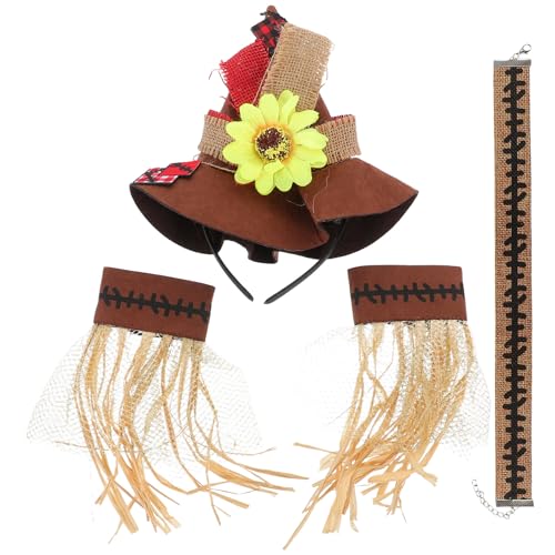 Holibanna Vogelscheuche-Kostüm-Set Strohhut Stirnband Halskette Armband Cosplay-Zubehör Für Karneval Vogelscheuche Party Anziehzubehör von Holibanna