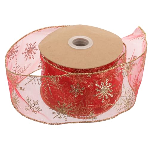 Holibanna Weihnachtsgeschenkband Organza Dekoschleife mit Drahtkante Farblich Changierend Rot Silber Glattes Knitterarmes DIY Geschenkbox und Festtagsband von Holibanna