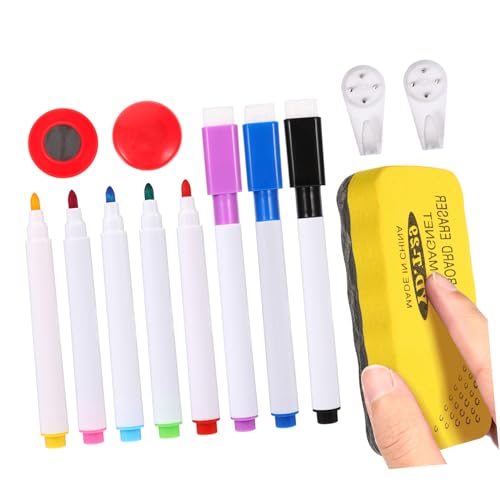 Holibanna Whiteboard Zubehör Magnetisch Farben Whiteboard Marker Magnetische Pins Haken Abwischbarer Schwamm für Büro Schule Präsentationen Vielseitig Verwendbar Sicher und Praktisch von Holibanna