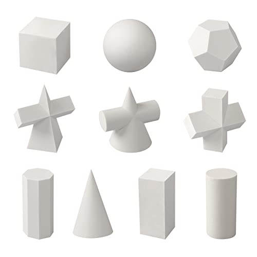 Art Crafts 3D-Gips-Geometrie-Skizze, grundlegende Form, Lernwerkzeuge, Mini-Harz, Geometrie-Formen, Skizze, klassisch, modernes Regal, Tischskulptur, Heimdekoration, 10 Stück von Holiberty