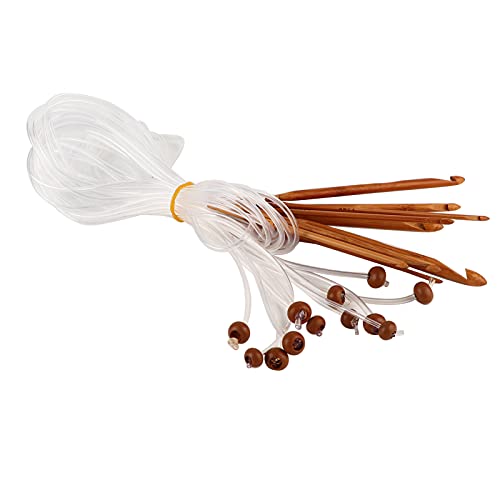 12pcs Carbonized Bamboo Afghan Tunisian Crochet Hooks Set With Plastic Cable for Rug Weaving Knitting Needles for Beginners and Professionals 12pcs Carbonized Bamboo Afghan Tunisian Crochet Hooks Set With Plastic Cable for Rug Weaving Knitting Needles for Beginners and Professionals von Holigie