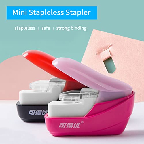 Holigie Handheld-Mini-Sicherheitsheftgerät, klammerloses Papierbindewerkzeug für Büro, Schule und Zuhause, Schwarz, Rot, Blau, Weiß, Rosarot, 50 x 25 x 50 mm (Weiß) von Holigie