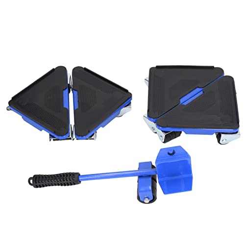 Möbel Lifter Mover Universal Wheel Dolly Heavy Duty 300 kg Kapazität für Sofa Tischschrank bewegende Werkzeugset 5pcs Blau gelb rotes Eisen PVC ABS -Material (Blue) von Holigie