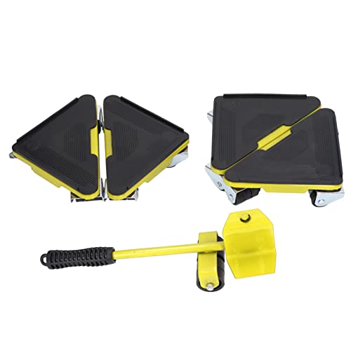 Möbel Lifter Mover Universal Wheel Dolly Heavy Duty 300 kg Kapazität für Sofa Tischschrank bewegende Werkzeugset 5pcs Blau gelb rotes Eisen PVC ABS -Material (Yellow) von Holigie