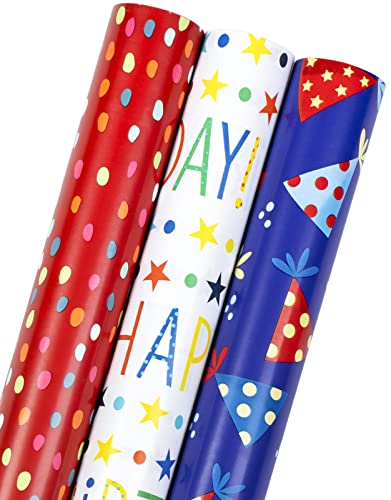 Holijolly Geburtstag Verpackung Papier Rolle.Mini Rolle.43cm X 3m Pro Rolle von Holijolly