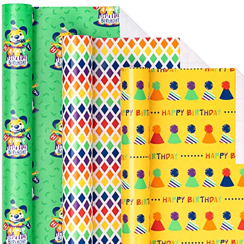 Holijolly Geburtstagsverpackung Papier Rolle Mini Rolle zum Geburtstag" Hund Kuchen/Hut/Regenbogen Plaid für Männer,Junge,Bruder,Father Geschenkverpackung bis 43.2cm X 3.05m,3 Rollen(42.5 sq.ft.ttl.) Holijolly Geburtstagsverpackung Papier Rolle Mini Rolle zum Geburtstag" Hund Kuchen/Hut/Regenbogen Plaid für Männer,Junge,Bruder,Father Geschenkverpackung bis 43.2cm X 3.05m,3 Rollen(42.5 sq.ft.ttl.) von Holijolly