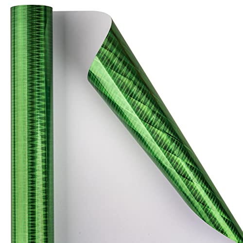 Holijolly Grünes holografisches Geschenkpapier – Mini-Rolle – karierter Druck für St. Patrick's Day, Geburtstag, Urlaub – 44 cm x 10 m von Holijolly