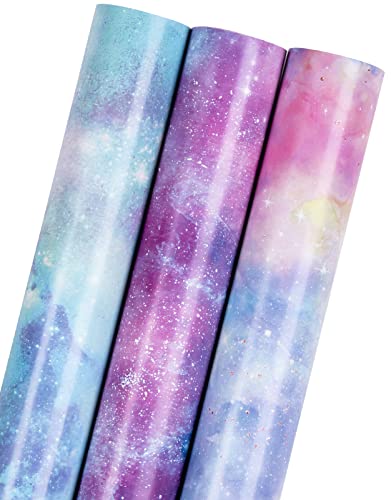 Holijolly Wickelpapier Rolle-Mini-Rolle-Nr. 43cm X 3m pro Rolle mit Galaxy Design Holijolly Wickelpapier Rolle-Mini-Rolle-Nr. 43cm X 3m pro Rolle mit Galaxy Design von Holijolly