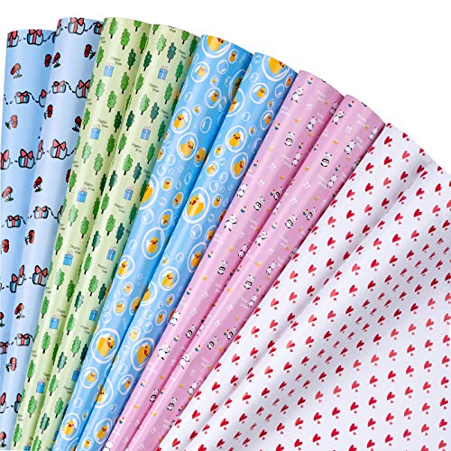 Holijolly Wrapping Paper Sheet - Gefaltet Flach - 10 Blätter - 5 Verschiedene Tierdesigns (37,4 Sq.Ft.Ttl.) - 50 Cm X 70 Cm Pro Blatt von Holijolly