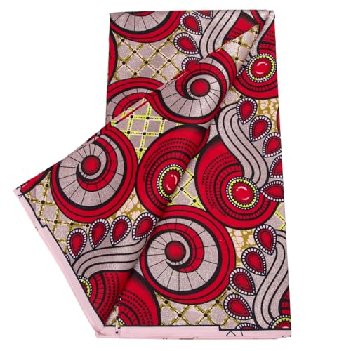 HollandaisWax Afrikanischer Stoff mit Ankara-Druck, rotes Parttern-Polyester-Material, Glitzer, Kente-Tuch für DIY Nähen 6660 HollandaisWax Afrikanischer Stoff mit Ankara-Druck, rotes Parttern-Polyester-Material, Glitzer, Kente-Tuch für DIY Nähen 6660 von HollandaisWax
