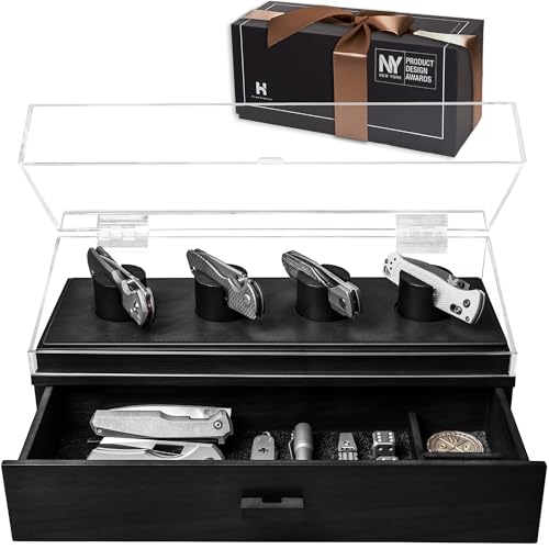 Präsentieren Sie Ihre Messer mit The Knife Deck – Premium-Taschenmesser-Vitrine für 6 Messer – Geburtstagsgeschenk für Männer – Schublade für Accessoires – Taschenmesserhalter aus Holz Präsentieren Sie Ihre Messer mit The Knife Deck – Premium-Taschenmesser-Vitrine für 6 Messer – Geburtstagsgeschenk für Männer – Schublade für Accessoires – Taschenmesserhalter aus Holz von Holme & Hadfield