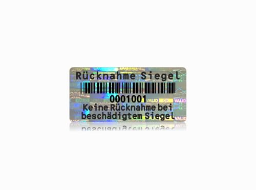 2000 Holomarks Rücknahmesiegel Hologramm Etiketten Garantie Siegel Aufkleber Sicherheitsaufkleber 32x15mm von Holomarks
