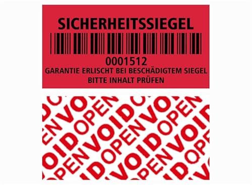 500 St. Holomarks Siegel Aufkleber Sicherheitssiegel Siegelaufkleber low residue 40x20mm Rot von Holomarks