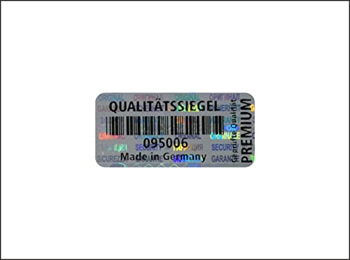 Holomarks 250 St. Qualitätssiegel Hologramm Etiketten Garantie Siegel Sicherheitsaufkleber 32x15mm GERMAN TEXT von Holomarks
