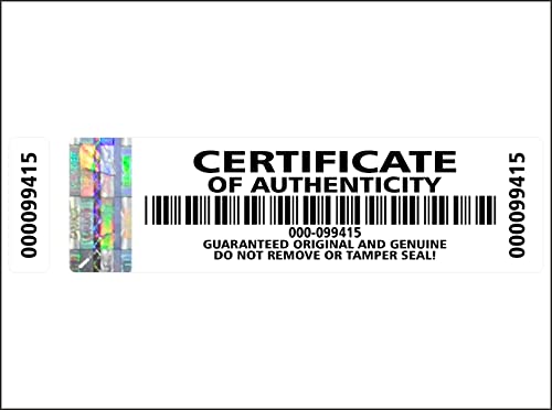Holomarks 250 Stück Certificate of Authenticity Etiketten mit Seriennummern und Hologramm 70x20mm ENGLISH TEXT von Holomarks