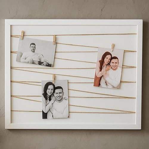 HolzHarmonie Bilderrahmen mit Klammern und Leine 43x53cm mit 10 Klammern I Hochwertiger Fotorahmen für mehrere Fotos aus Holz I Polaroid Bilderrahmen weiß I Bilderrahmen mit Schnur I Polaroid Rahmen HolzHarmonie Bilderrahmen mit Klammern und Leine 43x53cm mit 10 Klammern I Hochwertiger Fotorahmen für mehrere Fotos aus Holz I Polaroid Bilderrahmen weiß I Bilderrahmen mit Schnur I Polaroid Rahmen von HolzHarmonie