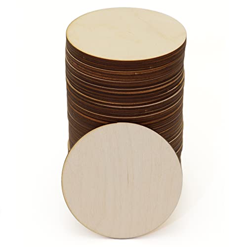 HolzFee Holzscheiben 50 Stück Untersetzer Holz Birke 3 mm naturbelassen 10 x 10 cm mit Form Rund von Holzfee