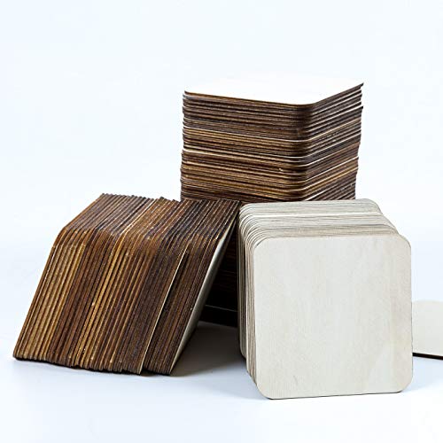 HolzFee Glas-Untersetzer Holz Holzscheiben 10 x 10 cm Holzscheiben 25-100 Stück nach Auswahl (100) von HolzFee