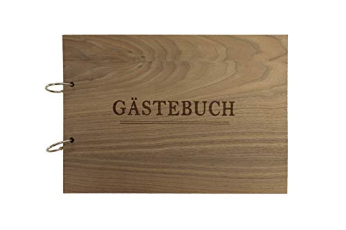 Holzgrusskarten.at 2002-2332 Holzgästebuch & Gästebuch Holz für verschiedene Anlässe - 100% Made in Austria - aus Nuss-Holz mit eingraviertem Schriftzug Gästebuch von Holzgrusskarten.at