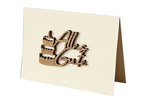 Original Holzgrußkarte - Papierkarte mit Schriftzug aus Echtholz in Nuss"Alles Gute", inkl. Motiv Torte, Postkarte, Geschenkkarte, Klappkarte, Karte, Geburtstagskarte Original Holzgrußkarte - Papierkarte mit Schriftzug aus Echtholz in Nuss"Alles Gute", inkl. Motiv Torte, Postkarte, Geschenkkarte, Klappkarte, Karte, Geburtstagskarte von Holzgrusskarten.at