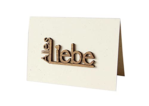 Original Holzgrußkarte - Papierkarte mit Schriftzug aus Echtholz in Nuss"Alles Liebe", Postkarte, Geschenkkarte, Klappkarte, Karte, Geburtstagskarte Original Holzgrußkarte - Papierkarte mit Schriftzug aus Echtholz in Nuss"Alles Liebe", Postkarte, Geschenkkarte, Klappkarte, Karte, Geburtstagskarte von Holzgrusskarten.at