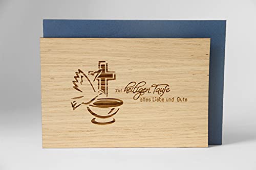 Holzgrusskarten Original heiligen Taufe - 100% handmade in Österreich, aus Eichenholz gefertigte Geschenkkarte zur Geburt, Grußkarte, Klappkarte, Postkarte, Taufkarte, Baby von Holzgrusskarten.at