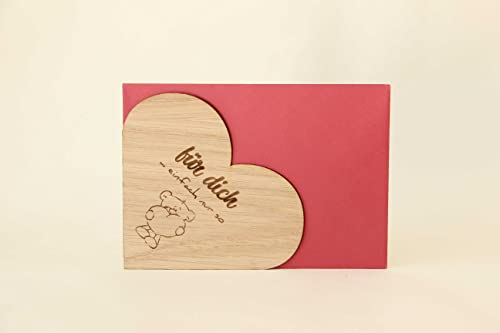 Holzgrusskarten Original 100 % handmade in Austria, aus Eichenholz gefertigte Grußkarte,Spruchkarte,Klappkarte,Postkarte von Holzgrusskarten