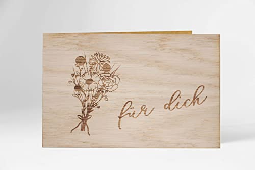 Holzgrusskarten Original 100% handmade in Österreich, aus Eichenholz gefertigte Geschenkkarte, Geburtstagskarte, Grußkarte, Klappkarte von Holzgrusskarten