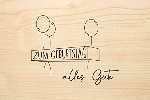 Holzgrusskarten Original Herzlichen Glückwunsch zum Geburtstag - 100% handmade in Österreich, aus Eichenholz gefertigte Geschenkkarte, Geburtstagskarte, Grußkarte, Klappkarte, Postkarte von Holzgrusskarten