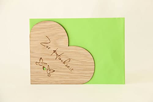 Holzgrusskarten Original Hochzeit - 100 % handmade in Austria, aus Eichenholz gefertigte Grußkarte,Spruchkarte,Klappkarte,Postkarte von Holzgrusskarten