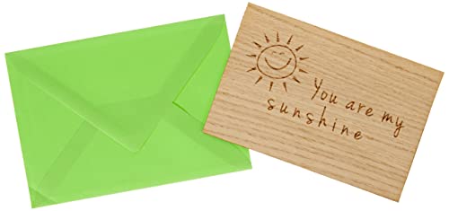 Holzgrusskarten Original You are my Sunshine - 100 % made in Österreich - aus Eichenholz gefertigte Grußkarte,Spruchkarte,Klappkarte,Glückwunschkarte von Holzgrusskarten