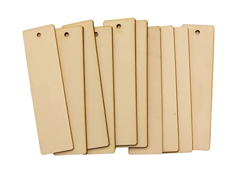 Holz Lesezeichen blanko - 10 Stück - Made in Germany - Blanko Lesezeichen Holz zum Basteln - DIY Holz Handwerk Lesezeichen mit Löchern - Lesezeichen Kinder unbehandelt von Holzkind