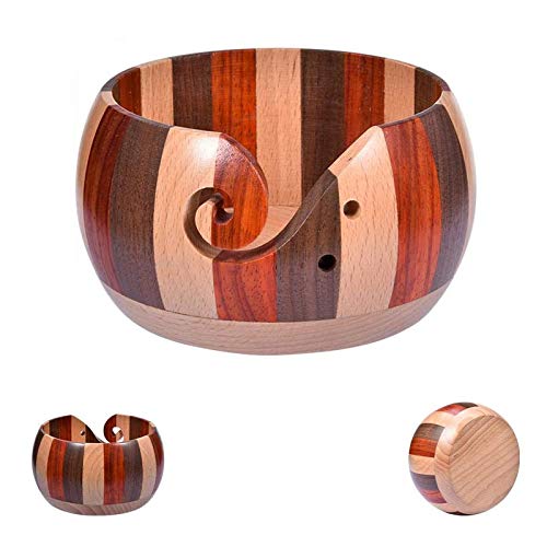 Holzsammlung Holz Garn Schüssel, Garn Aufbewahrungsschale Halter International Garnschale Handgefertigte Woll Schale für Garn Stränge, Häkelnadeln, Stricknadeln und Andere Kleines Zubehör, 5.9 Zoll von Holzsammlung