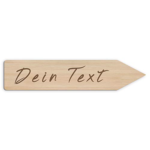 Holzura Großes Holzschild für Hochzeit, Pfeil aus Holz mit Ihrem Text Personalisierbares Wegweiser-Schild mit Gravur von Holzura