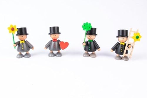 Holzwaren Egermann Dekoholzfiguren/Osterdekoration - Junge mit verschiedener Bestückung - Anzahl: 4 Stück - Größe: ca. 6 cm - Made in Germany von Holzwaren Egermann Erzgebirge