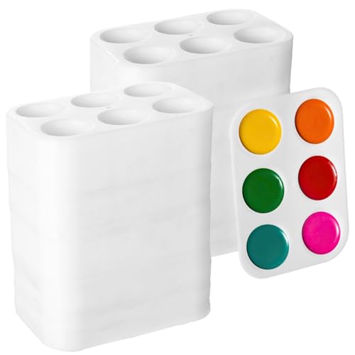 100 Stück weiße Farbpaletten, 6 Mulden, Kunststoff-Farbpaletten, quadratische Aquarell-Mischschalen, tragbare Acryl-Farbhalter für Bastelarbeiten, Kunstmalerei, einfache Reinigung von Homaisson